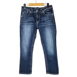 Miss Me JB5698P Boyfriend Capri Embroidered Flap Pocket Rhinestones Size 26